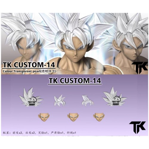 IN STOCK TK custom technique of the god 014 goku transparent white hair head